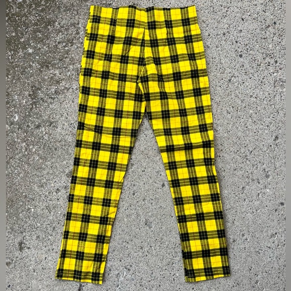 Motel Yellow Plaid Punk Pants XL - Picture 2 of 4